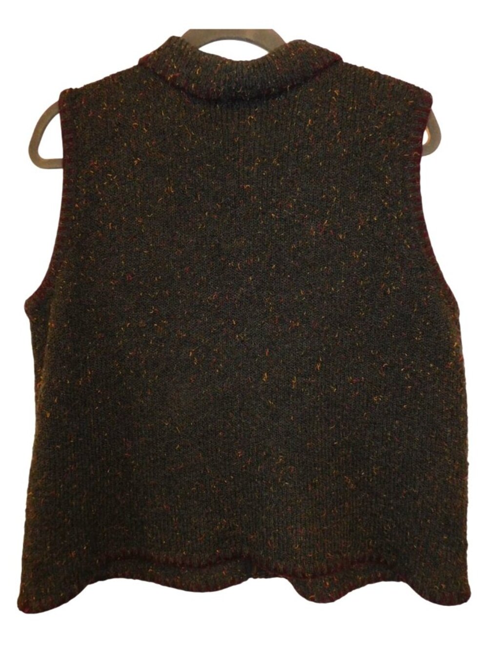 CJ Banks 2X Flecked Knit Zip Vest Whipstitch Trim Cabincore Grandmacore Cozy - Picture 3 of 3